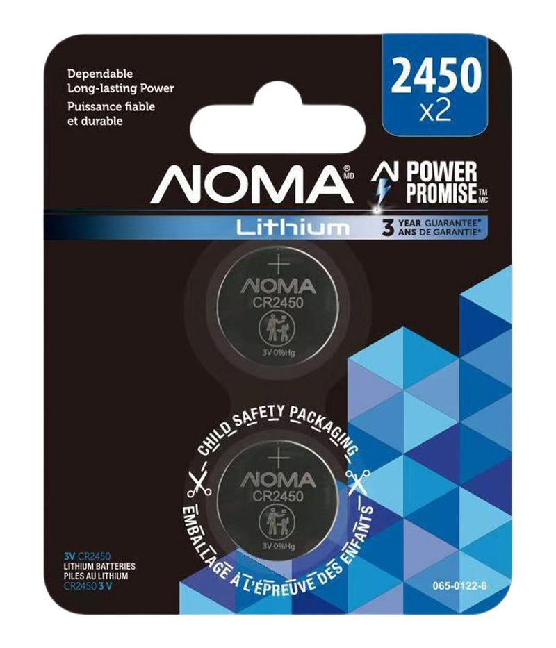 Noma CR2450 Lithium Battery, Long-Lasting Power, 2-pc X4