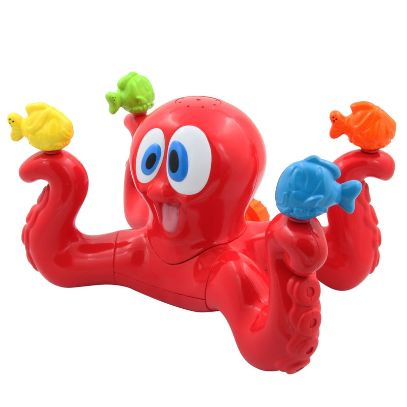 Octopus Spinning Sea Splash Water Sprinkler, Red, 5.5-in, Ages 3+, for Beach/Pool Fun Activities S7
