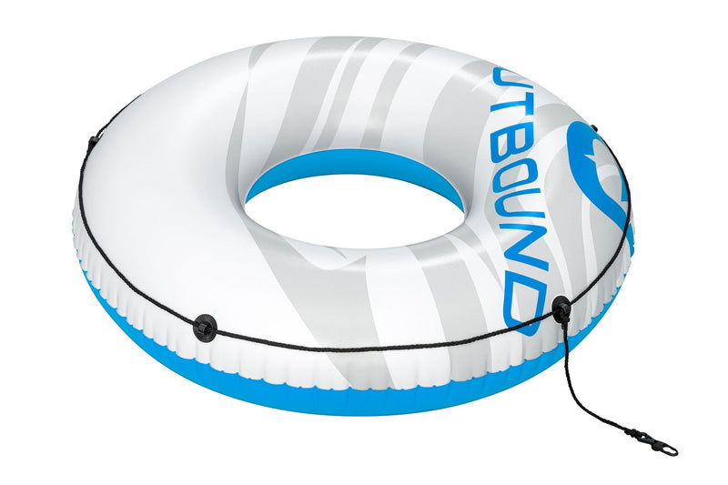 Outbound Inflatable Floating River/Lake Connectable 1-Person Tube/Ring, White/Blue, 47-in J4