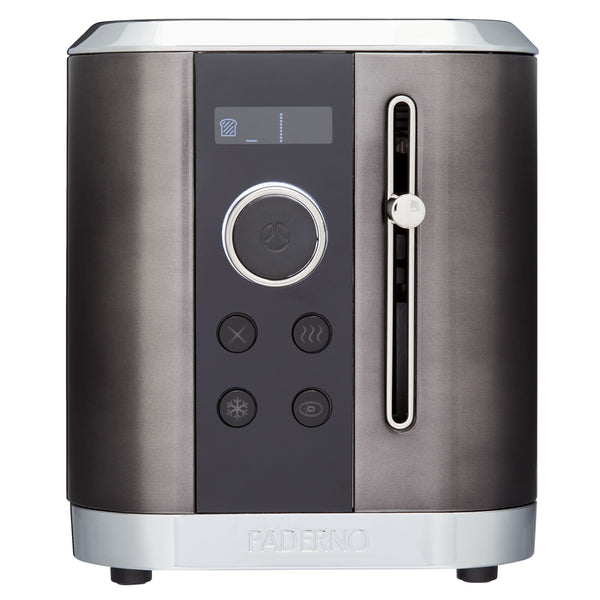 PADERNO Even Heat Wide Slots Toaster with 9 Settings, Black Stainless Steel, 2-Slices K6