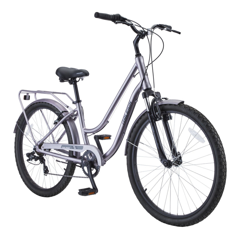 Raleigh Campus Comfort Bike, Alloy V-brakes, 26-in, Silver C9