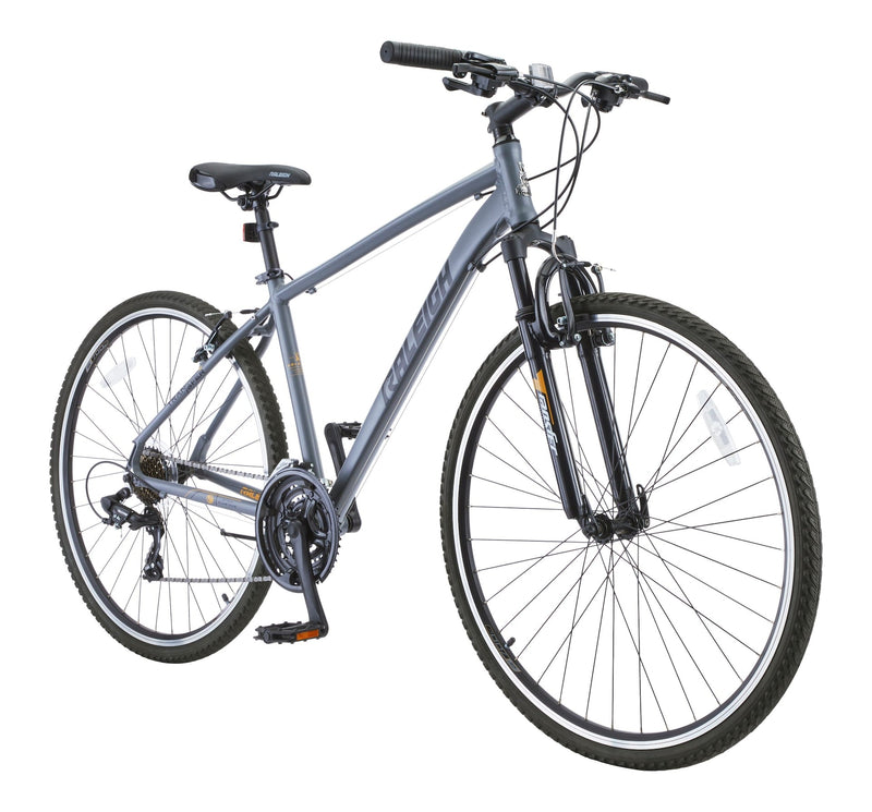 Raleigh Route Hybrid Bike with Alloy V-brakes, 700C, 21-Speed, Grey D7