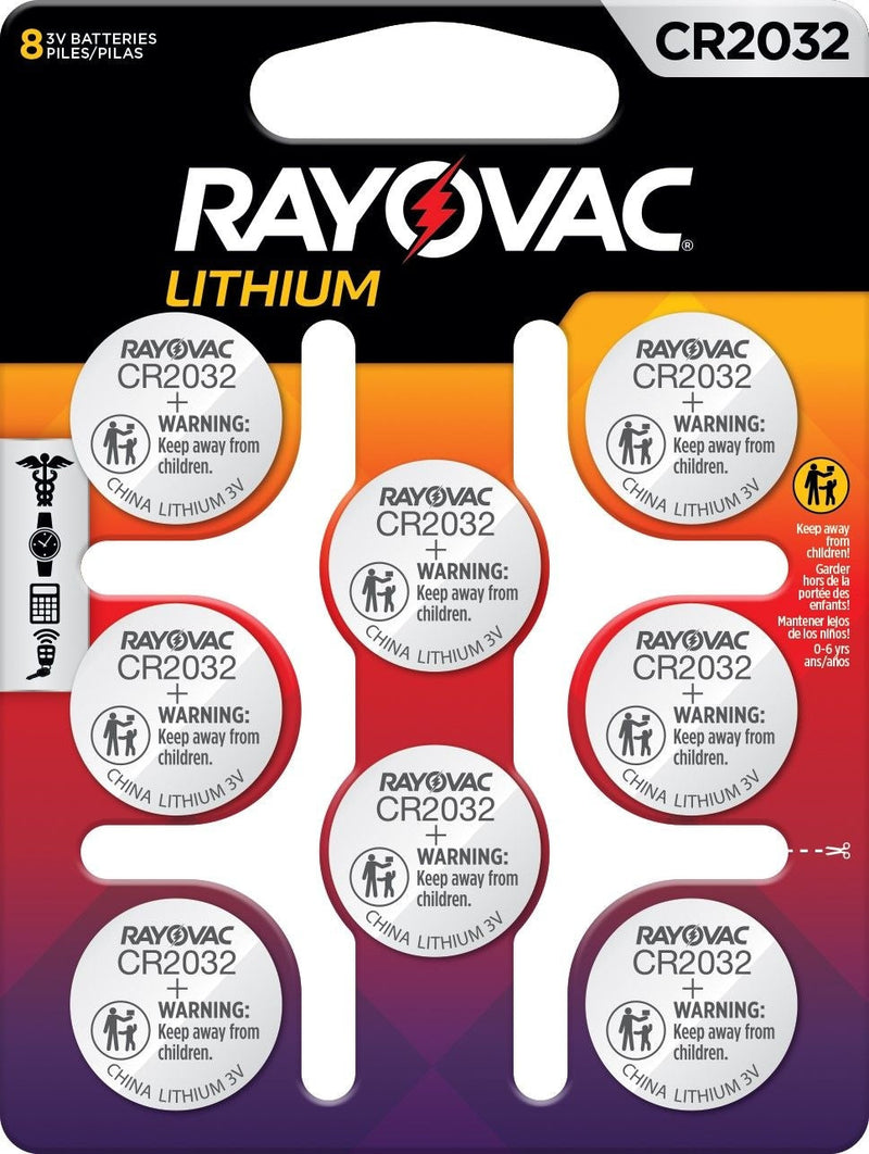 Rayovac CR2032 Lithium Coin Batteries, 8-ct W6
