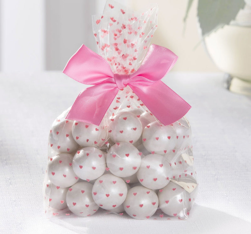 Rectangle Cello Treat Party Bags, Pink/Clear, Hearts, 10-in, 12-pk, for Gender Reveal/Baby Shower X2