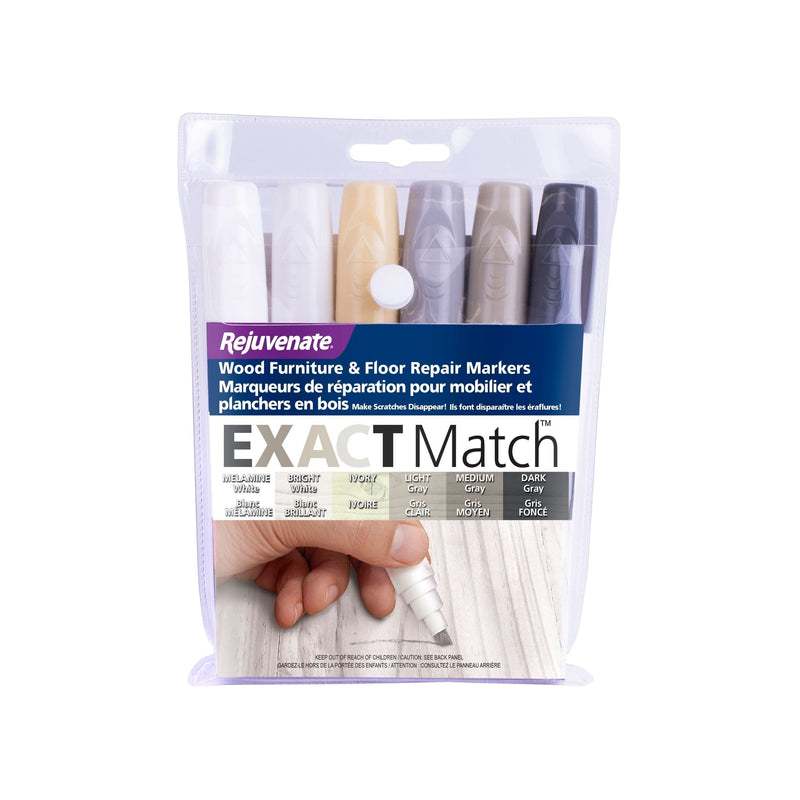 Rejuvenate Exact Match Wood Furniture & Floor Repair Markers, White-Grey, 6 Shades P3