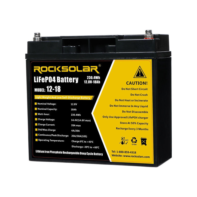 ROCKSOLAR 12V 18Ah Deep Cycle Lithium (LiFePO4) Battery I9