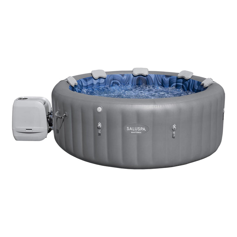 Salu Spa Santorini Grey 7-Person Luxe HydroJet Pro Round Smart Spa, 85-in x 31.5-in G7