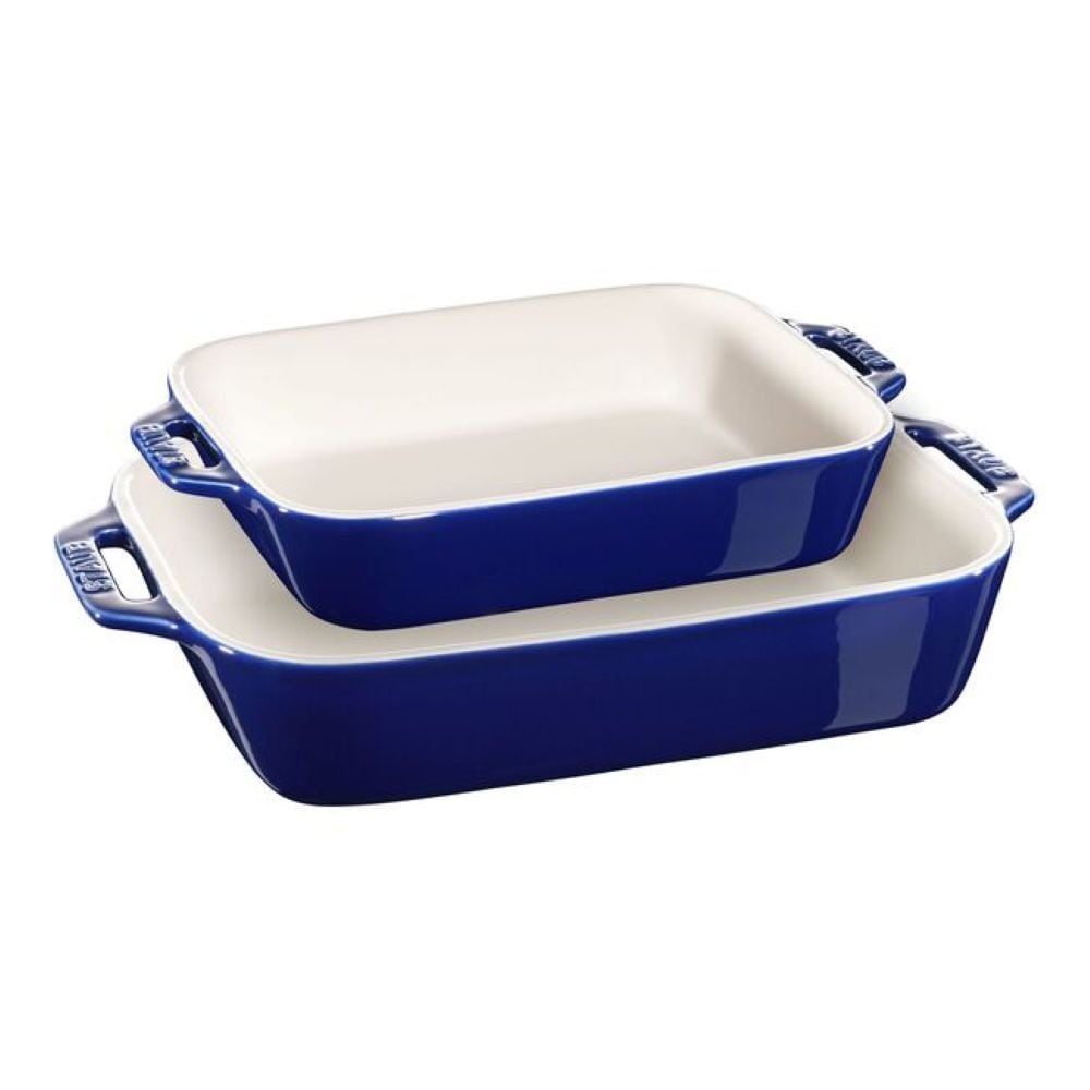 Staub Nestable Dark Blue Non-Stick Ceramic Rectangular Baking Dish Set, 2-pc