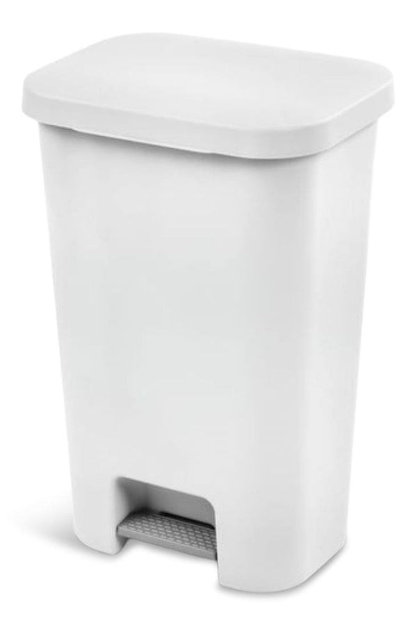 Sterilite Plastic Rectangular Step Garbage Can, White, 45-L J6