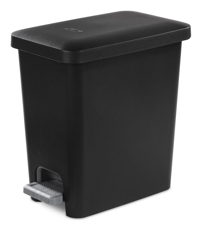Sterilite Ultra Plastic Rectangular Step Garbage Can, Black, 10.2-L U9
