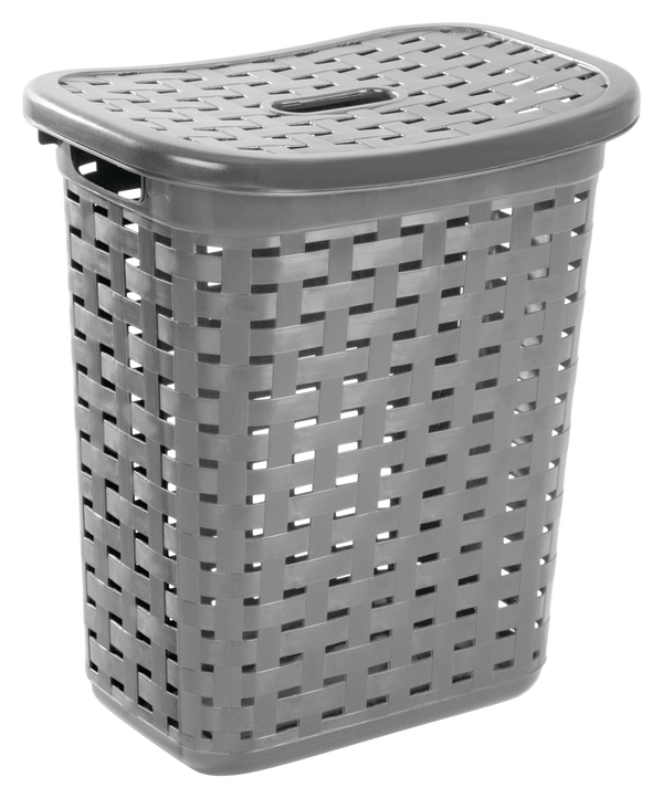 Sterilite Weave Laundry Hamper, Plastic, Grey V5