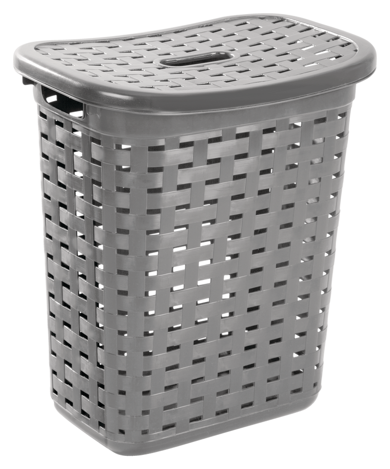 Sterilite Weave Laundry Hamper, Plastic, Grey V5