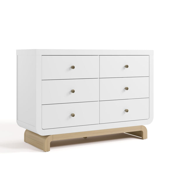 Storkcraft Santorini 6-Drawer White/Driftwood Double Dresser/Chest Q6