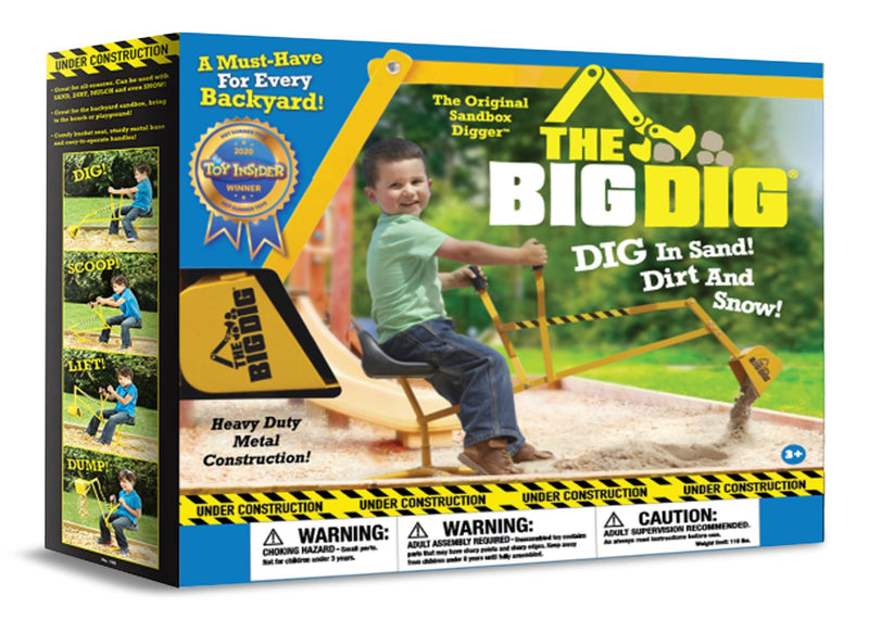 The Big Dig Kids' Ride-On Digger Excavator, Yellow, Ages 3+, for Summer/Backyard Activities B8