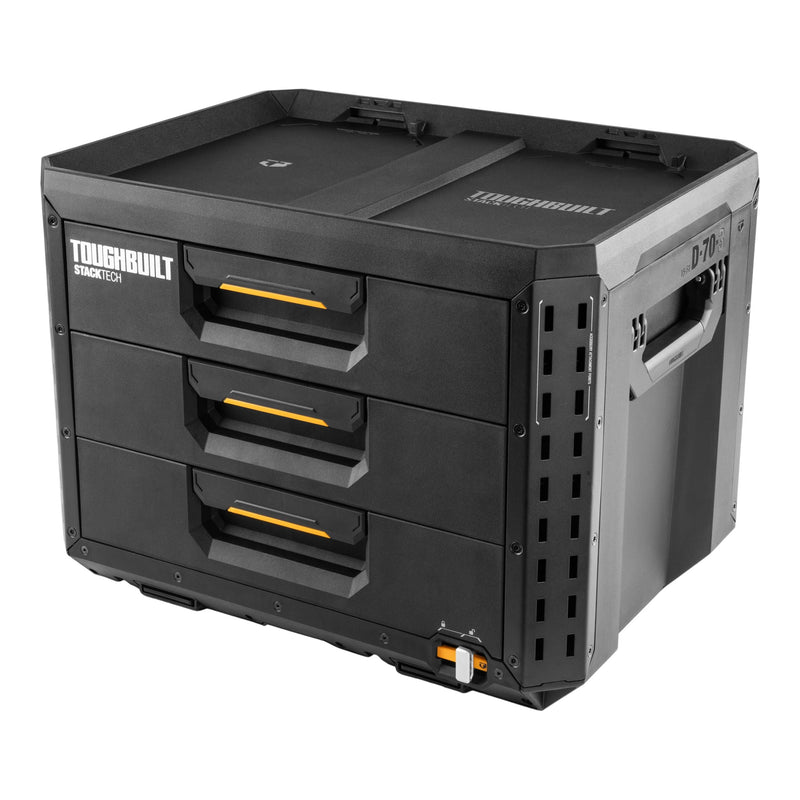 ToughBuilt StackTech XL 3-Drawer Auto-Locking Portable Modular Tool Box, Black C8