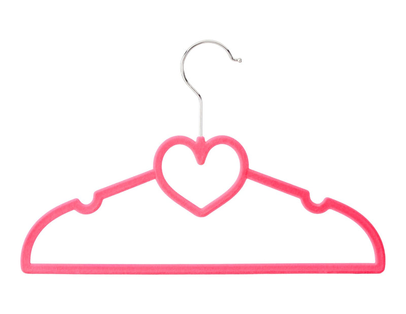 type A Kids' Non-Slip Slim Swivel Hanger with Heart, Barbie Pink, 10-pk L9