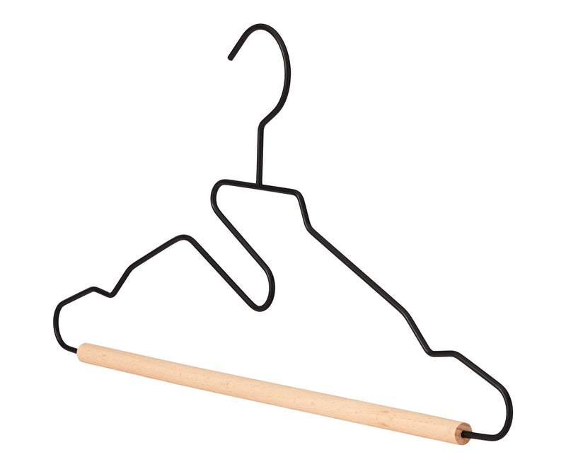 type A Metal Wire Hanger with Wooden Bar & Cutout, 3-pk P5