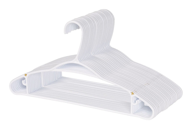 type A Plastic Hangers, Slim, White, 24-pk F6