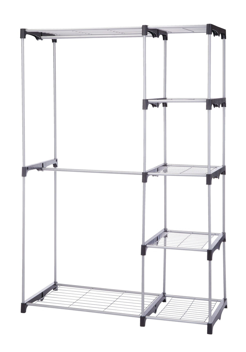 type A Prima Metal Freestanding Closet Organizer with 5 Wire Shelves & Rods H8