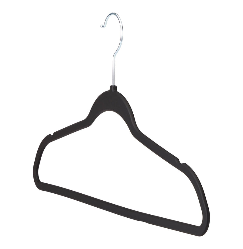 type A Rubberized Slim Non-Slip Hanger, Black 10-pk L6