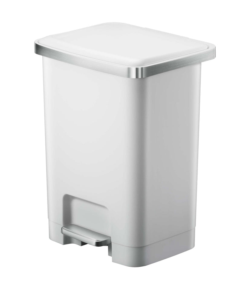 Type A Wide Resin Rectangular Step Refuse Can, White, 25-L D5