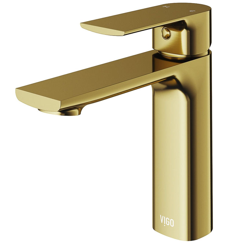 VIGO Davidson Single Handle Single Hole Bathroom Sink Faucet, WaterSense Certified, Matte Gold F5