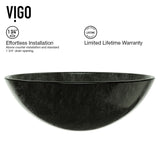 VIGO Glass Grey Onyx Bathroom Sink/Basin Set with Niko Faucet and Round Vessel