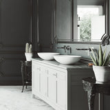 VIGO Lotus Matte Stone Round Composite Vessel Bathroom Sink/Basin with Deep Bowl, White