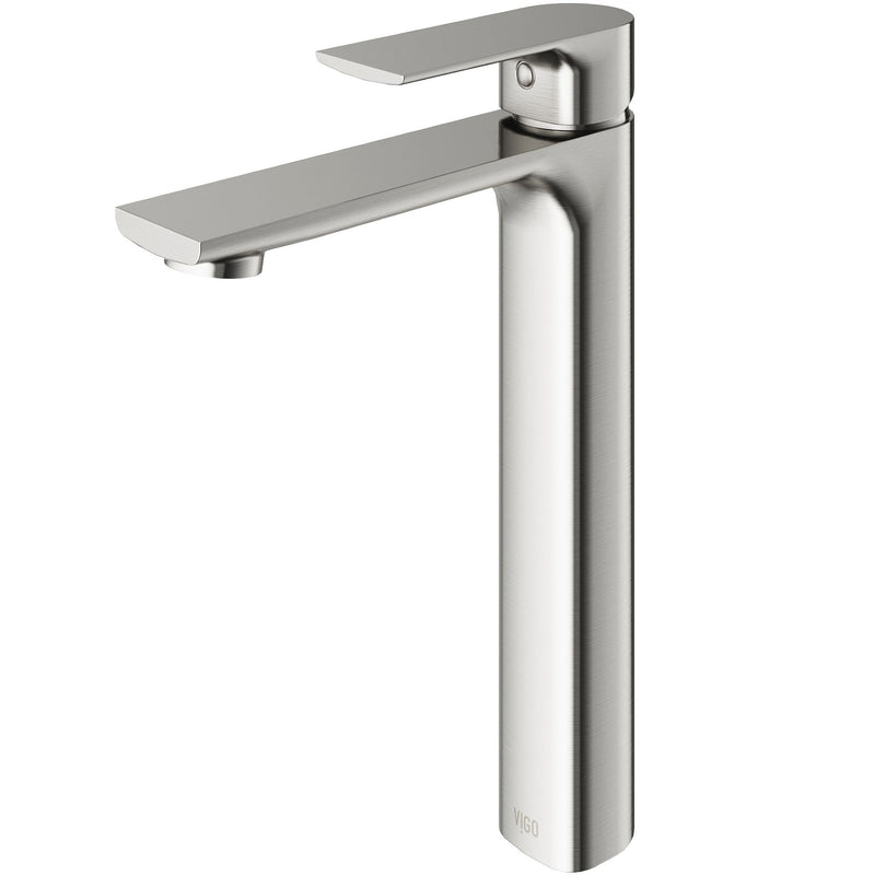 VIGO Norfolk Single Handle Vessel Bathroom Sink Faucet, WaterSense Certified, Brushed Nickel H4
