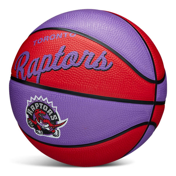 Wilson NBA Toronto Raptors Kids' Mini Outdoor Basketball, Size 3 (22.5-in), Purple/Red N1