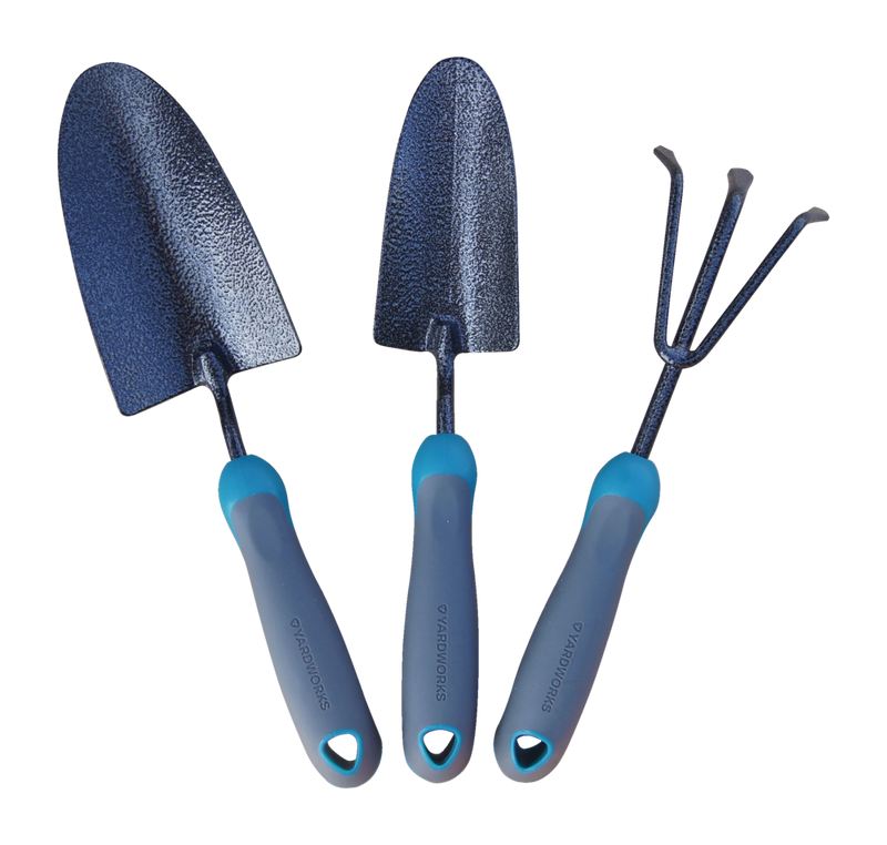 Yardworks Carbon-Steel Garden Tool Set with Rubber Handles, Hammertone Finish, 3-pc S6