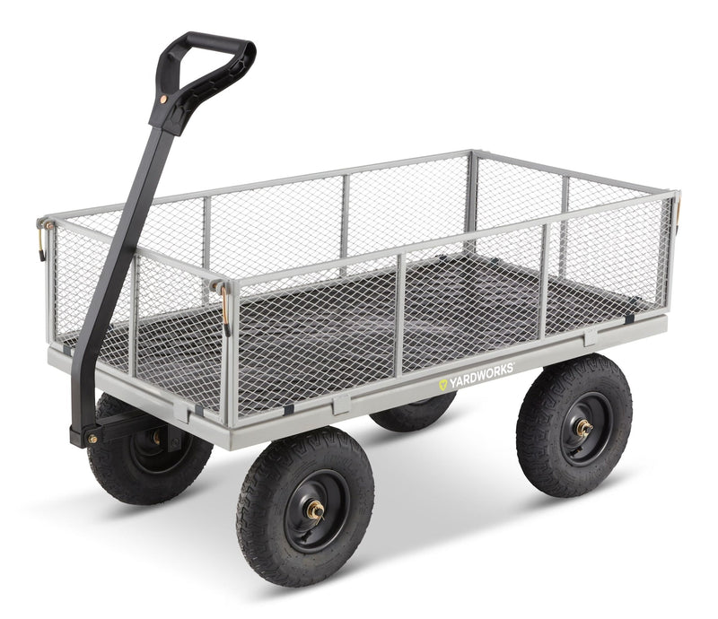 Yardworks Steel Tray 4-Wheel Mesh Garden/Yard Cart with Removable Sides, 1200-lb W6
