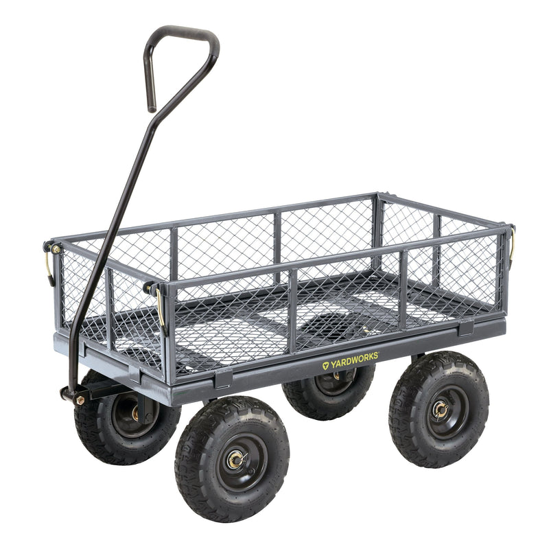 Yardworks Steel Tray 4-Wheel Removable-Sides Mesh Yard/Garden Cart 600 lb M2
