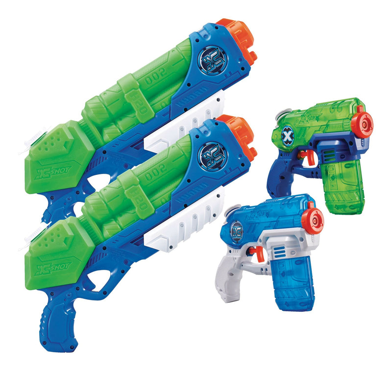ZURU X-Shot Typhoon Thunder & Stealth Soaker Water Blasters Set, Kids' Toy, Age 5+, 4-pk H0